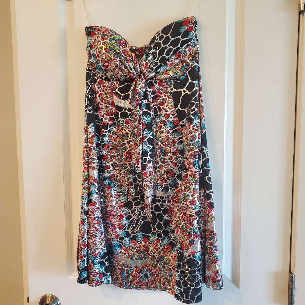 India Boutique short shiny dress in multicolor and gold size S